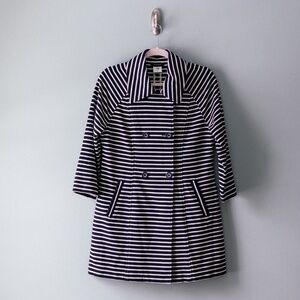 CAbi Maritime Trench Coat - Navy & White Stripe - Knit - Size Medium